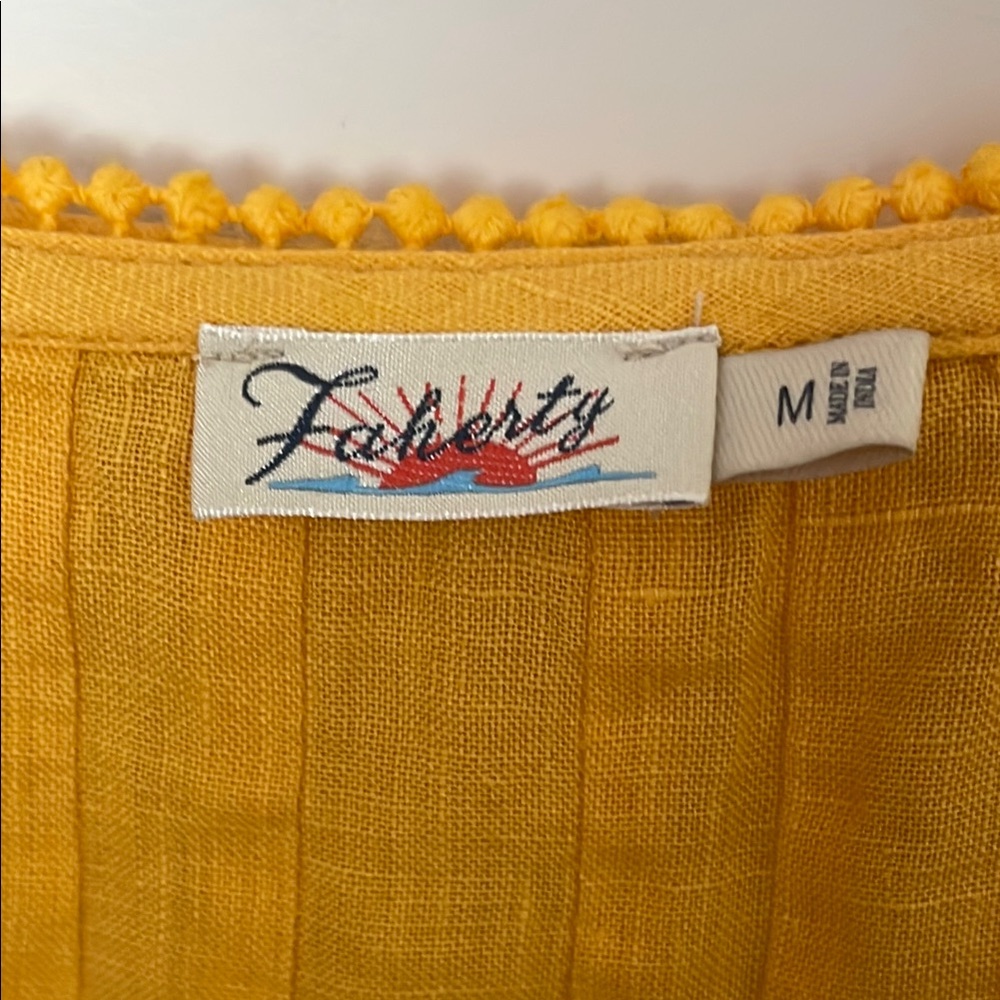 Faherty Yellow Ruffle Blouse - Picture 6 of 7